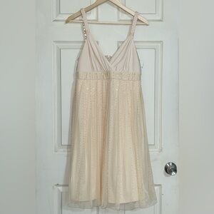 CONSTANCE MARIE Cream Braided Strap Back Zipper Dress